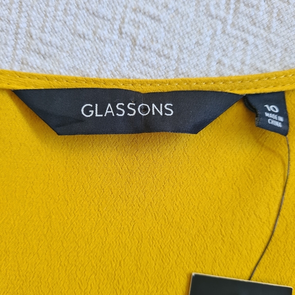 Glassons tie front mustard top size 10 - Picture 10 of 13
